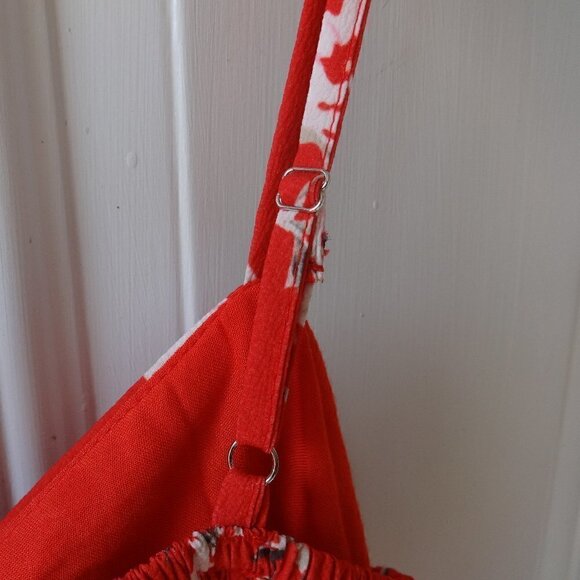 Echowish XL mini dress NWT spaghetti straps tie front elastic back red/white - Picture 6 of 9